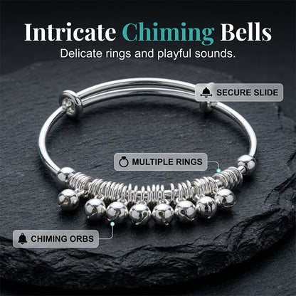 📢📢50% OFF !! ⏰Adjustable Silver Bell Charm Bangle Bracelet