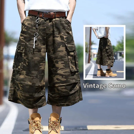 📢📢40% OFF !! ⏰Unisex Wide-Leg Camo Cargo Shorts