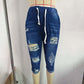 🏆LAST DAY SALE 50% OFF🔥Women's Distressed Drawstring Denim Capri Pants