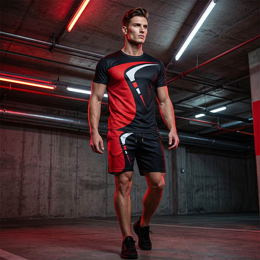 📢📢40% OFF !! ⏰Men's Graphic Print T-Shirt & Shorts Set🏃‍♂️
