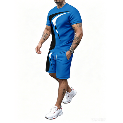 📢📢40% OFF !! ⏰Men's Graphic Print T-Shirt & Shorts Set🏃‍♂️