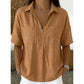 Women's Casual V-neck Zipper Short-Sleeved Top