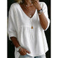 Women's Casual V-Neck Lace Trim Top