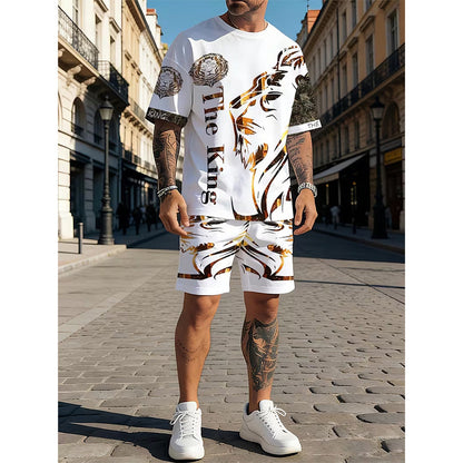 📢📢40% OFF !! ⏰ Men's Lion Graphic Set – Bold, Breathable, Urban Cool 😎
