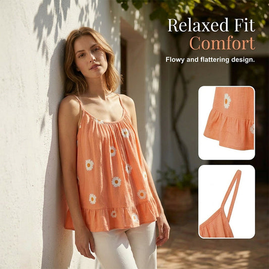 📢📢40% OFF !! ⏰Women's Daisy Print Spaghetti Strap Camisole