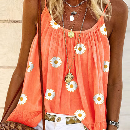 📢📢40% OFF !! ⏰Women's Daisy Print Spaghetti Strap Camisole