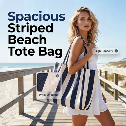 📢📢40% OFF !! ⏰Classic Vertical Stripe Beach & Shopping Tote👜