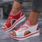 📢📢40% OFF !! ⏰Women Fly-Knit Peep-Toe Platform Wedge Sandals, Breathable Arch Support Cushioned Slip-On Summer Beach Holiday Shoes