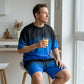 📢📢40% OFF !! ⏰ Men’s Gradient Print Set – T-Shirt & Shorts, Relaxed Fit, Spandex 🌊
