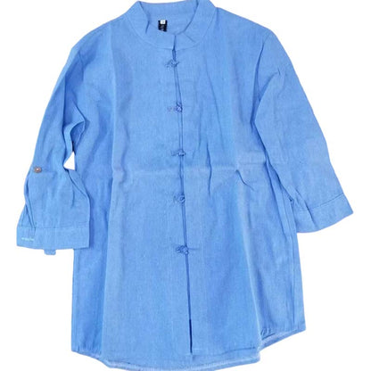 Men's Casual Linen Mandarin Collar Shirt
