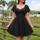 👗 LIMITED-TIME 50% OFF! ✨ Puff Sleeve Backless Bow Tie Dress – Knot Front, A-Line, Elegant 🎀