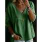 Women's Casual V-Neck Lace Trim Top