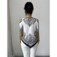 Boho Chic Cold Shoulder Top Irregular Hem Short Sleeve Tee