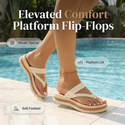 📢📢40% OFF !! ⏰Women's Woven Strap Platform Flip-Flops – Cushioned footbed & durable straps – Lightweight, perfect for beach, pool or casual summer days – comfy and stylish ☀️
