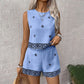 📢📢40% OFF !! ⏰Women's Bohemian Print Sleeveless Top & Shorts Set