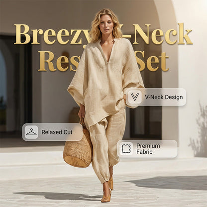 📢📢40% OFF !! ⏰Women's Summer Slouchy Loose Fit Pants Set with Batwing Sleeves