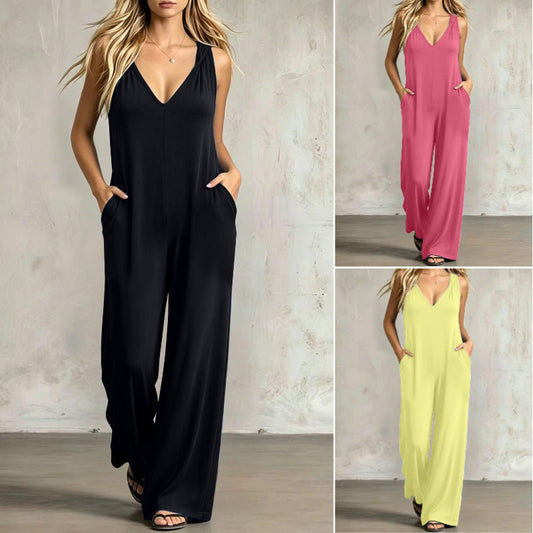 📢📢30% OFF !! ⏰Women's Effortless Summer V-Neck Jumpsuit