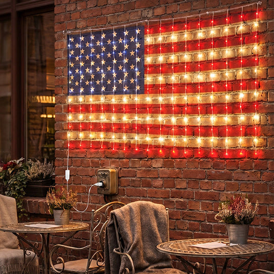 📢📢50% OFF !! ⏰ Patriotic Flag Net Lights – USB, Waterproof, 50,000-Hour ✨