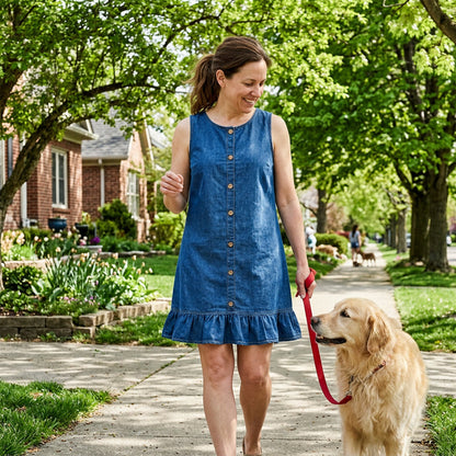 📢📢40% OFF !! ⏰Women's Sleeveless Denim Ruffle Hem Dress