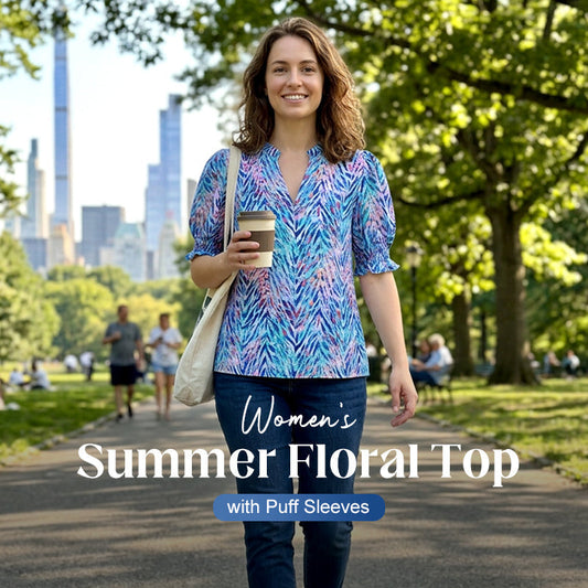 📢📢40% OFF !! ⏰Women's Summer Floral Top with Puff Sleeves