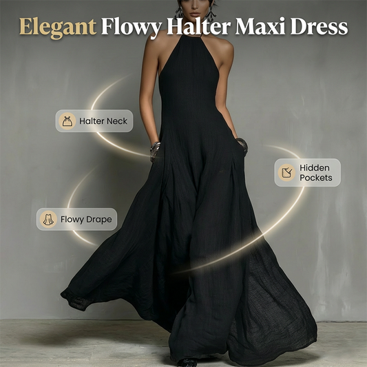 📢📢40% OFF !! ⏰Women's Elegant Sleeveless Halter Maxi Dress