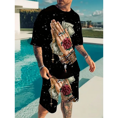 📢📢40% OFF !! ⏰ Men's Graphic 2-Piece Set – Relaxed Fit, Breathable, Summer Ready ☀️