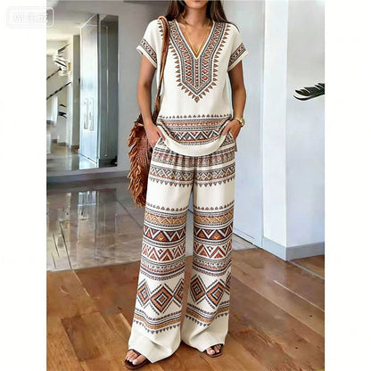 📢📢40% OFF !! ⏰Women's Printed Top & Pants 2-Piece Set