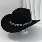 Women's Rhinestone Heart Cowboy Hat Elegant French Jazz Fedora