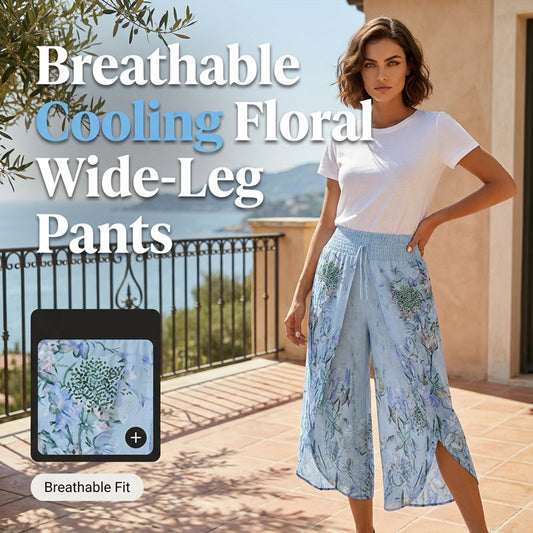 📢📢40% OFF !! ⏰Women's Floral Print High-Waist Wide-Leg Pants💐👖
