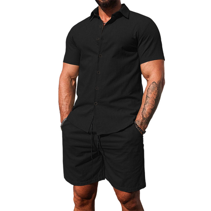 Men's Casual Short Sleeve Shirt & Shorts Set