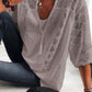 👚 50% OFF NOW! 🌸 Women's U-Neck OpenWork Blouse – Tassel Drawstring & Short Sleeves – Casual Summer Chic 🌿
