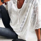 👚 50% OFF NOW! 🌸 Women's U-Neck OpenWork Blouse – Tassel Drawstring & Short Sleeves – Casual Summer Chic 🌿