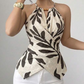 📢📢40% OFF !! ⏰Women's Halter Neck Printed Top Sleeveless