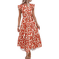 📢📢40% OFF !! ⏰Women’s Summer Ruffled Flutter Sleeve Tie Waist Floral Midi Dress
