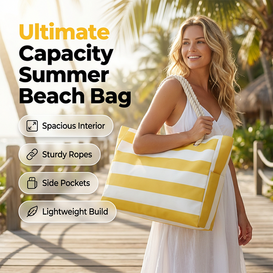 📢📢40% OFF !! ⏰Large Capacity Striped Beach Bag