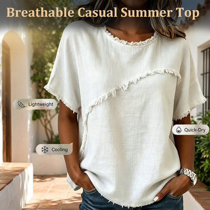 📢📢40% OFF !! ⏰Women’s Summer Top with Raw Edge Paneling