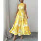 Women's Halter Neck Sleeveless Printed Dress
