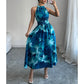 Women's Halter Neck Sleeveless Printed Dress