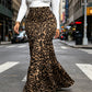 Women's Leopard Print Elastic Maxi Skirt