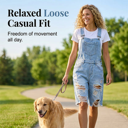 📢📢40% OFF !! ⏰Women's Distressed Denim Overall Shorts