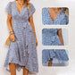 Women’s Summer Elegant V Neck Tie Waist Flowy Floral Dress