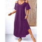 Elegant V-Neck Off-Shoulder Maxi Dress