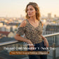 Women's Printed Cold Shoulder V-Neck Top