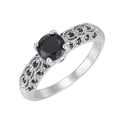 Women's Vintage Black Zircon Ring