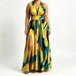 Women's Halter V-Neck Side Slit Maxi Dress