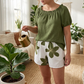 📢📢40% OFF !! ⏰Women's Off Shoulder Top and Floral Shorts Set