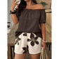 📢📢40% OFF !! ⏰Women's Off Shoulder Top and Floral Shorts Set