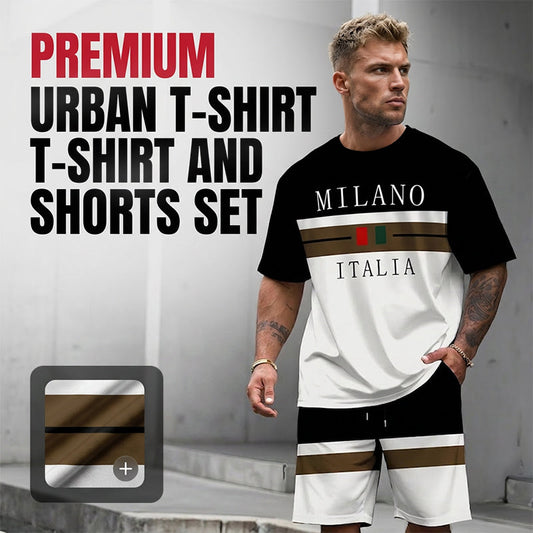 📢📢40% OFF !! ⏰Men's Printed T-Shirt and Shorts Set