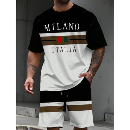 Men's Printed T-Shirt and Shorts Set