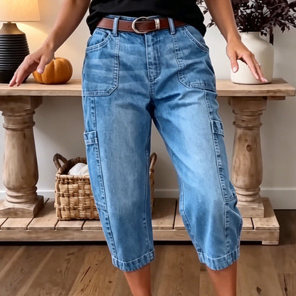 📢📢40% OFF !! ⏰Women's Casual Stretchy Cropped Denim Pants